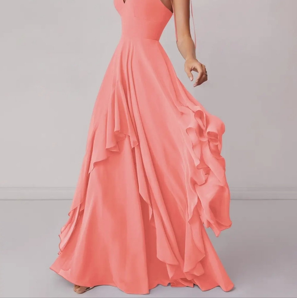 Azazie Barbie Coral PINK dress - Picture 3 of 5